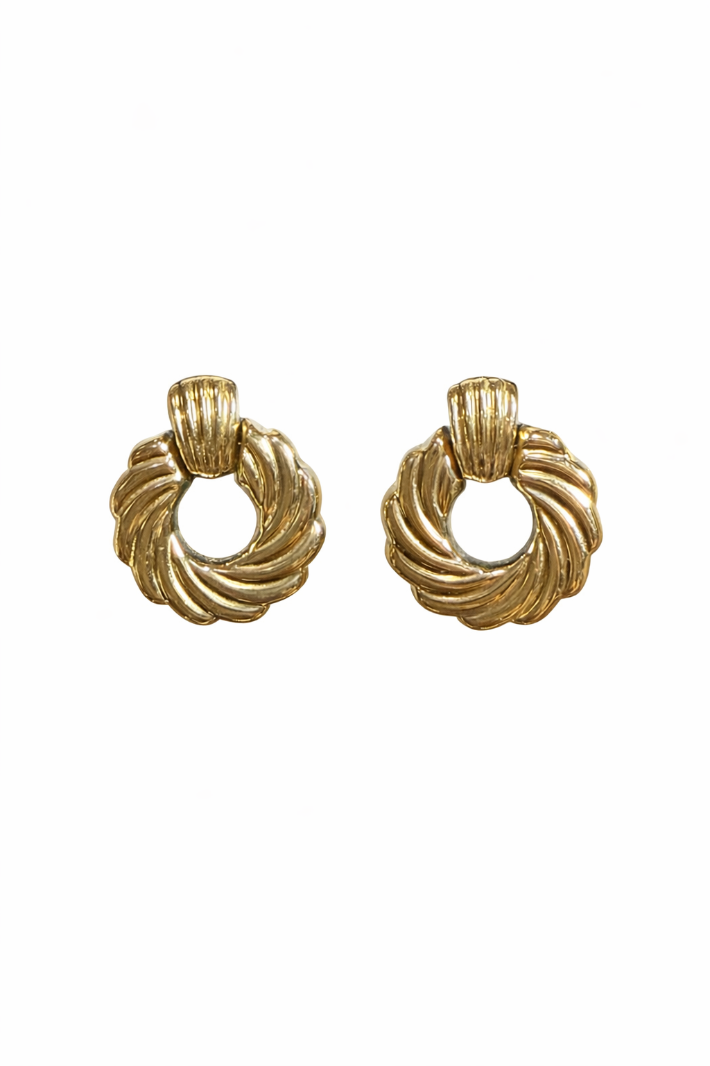 10k gold hoop earrings with a braided design