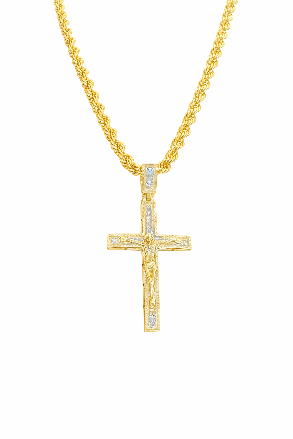 10K Gold Rope Chain with Cross