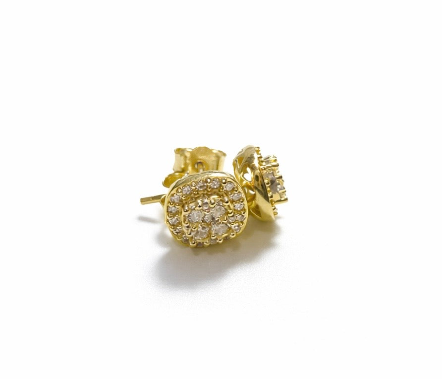 10K Gold Stud Earrings with Cubic Zirconia