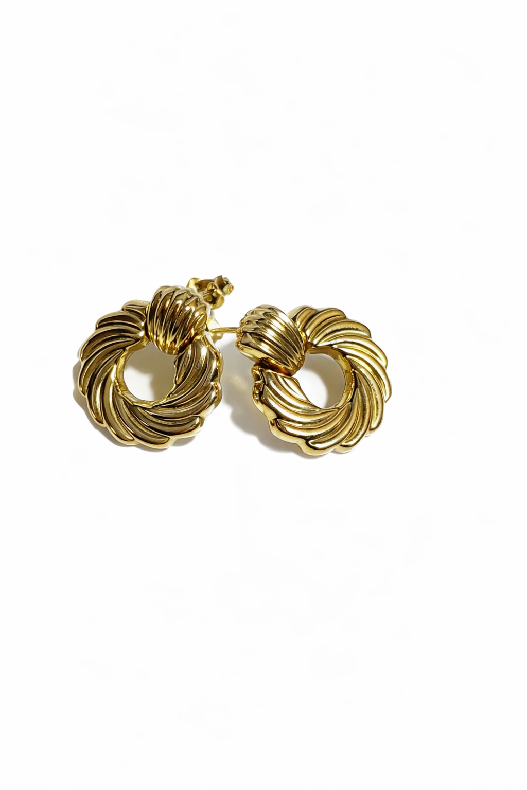 10k gold hoop earrings with a braided design