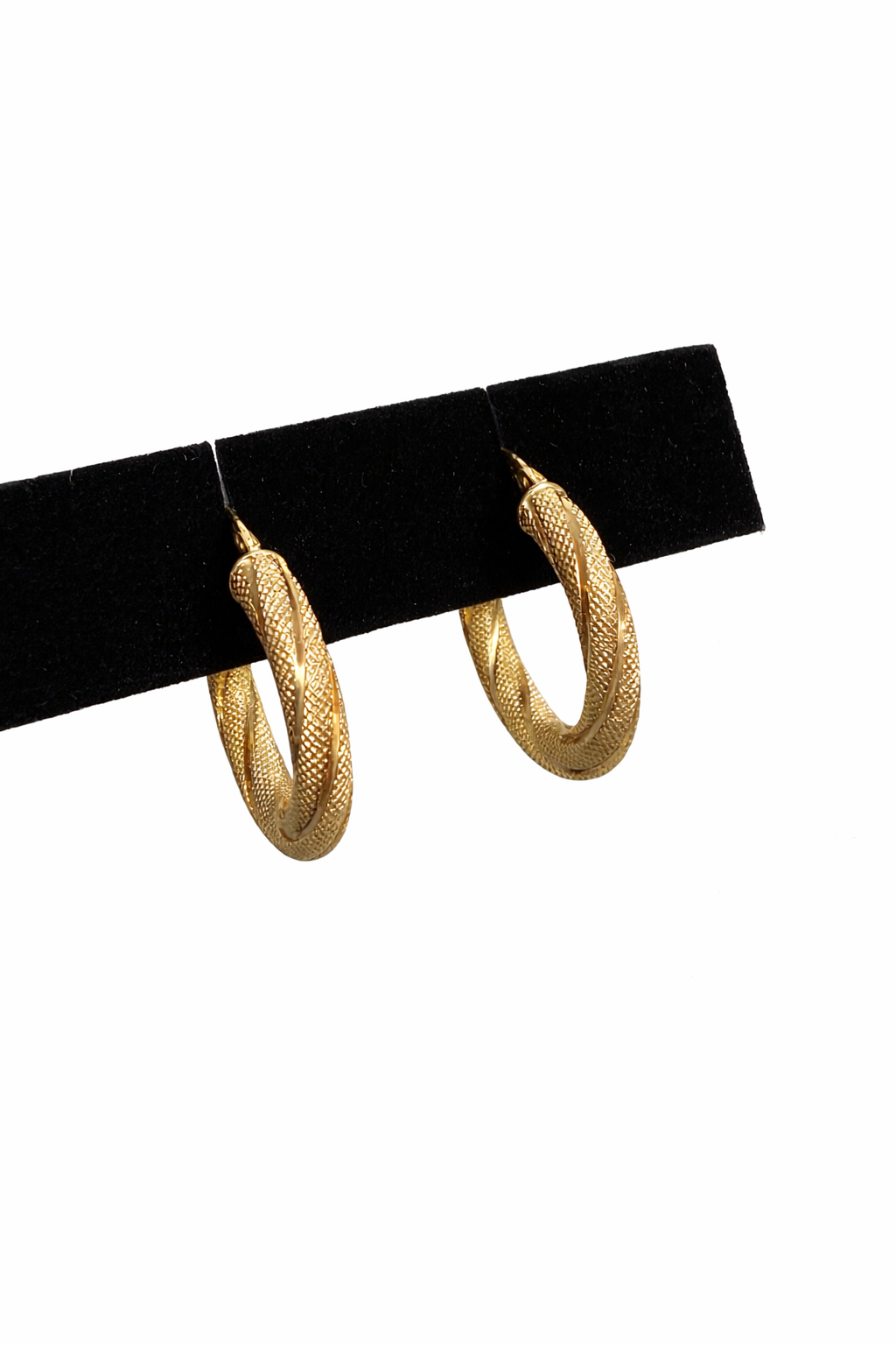 Textured Twisted Hoop Earrings 10k Gold