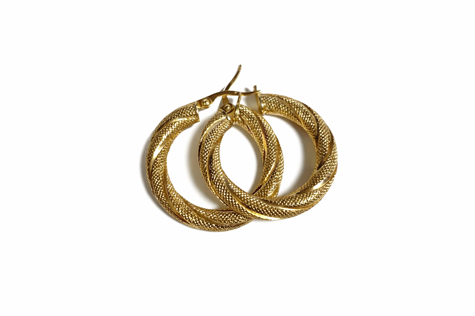Textured Twisted Hoop Earrings 10k Gold