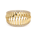 Fashionable women's ring in 10k yellow gold with cubic zirconia.